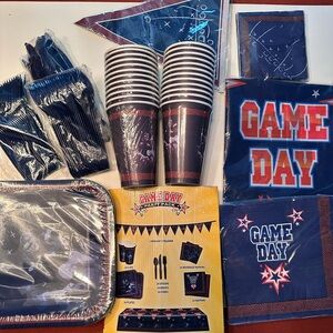 Game Day Party Pack - Blue and Red new out of box ! Great for any party